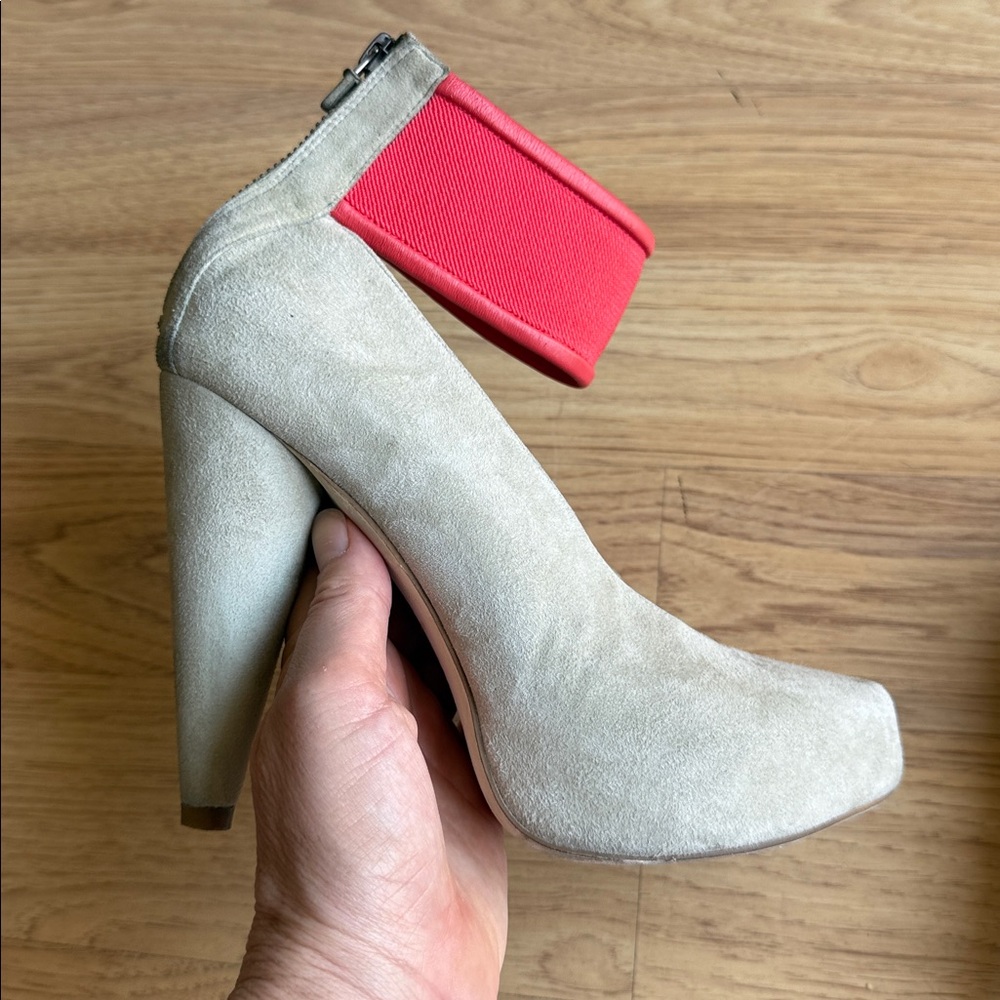 Kathryn Amberleigh Beige Ankle Cuff Platform Heels